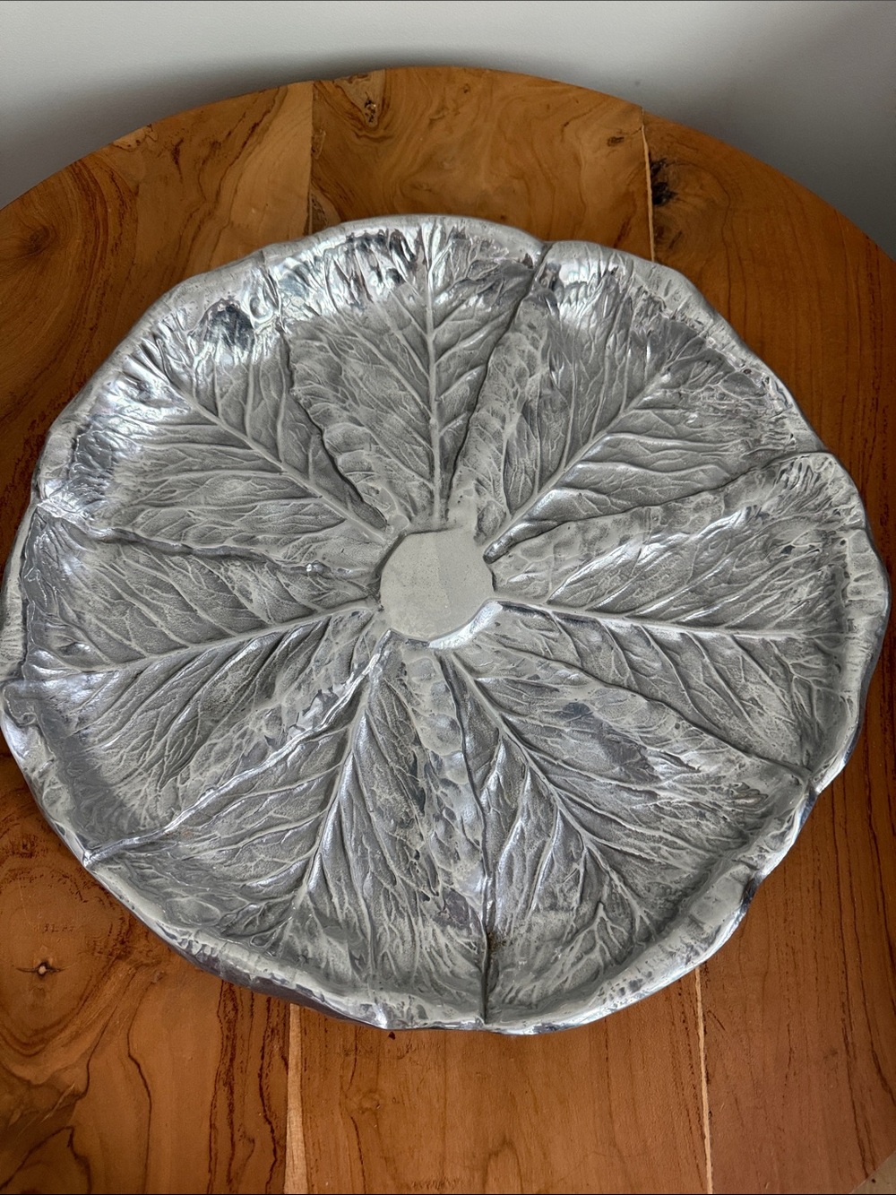 Wilton Armetale Cabbage Leaf Serving Bowl Round Platter Divided Server Lot - Picture 4 of 9